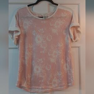 Lucky Brand Floral Pink and White Women's Jersey Top